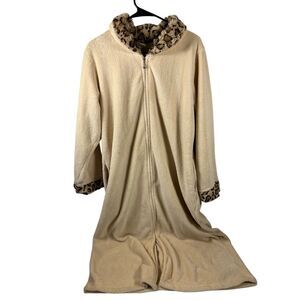 Kay Anna Large Lg Plush Zipper Robe Pajamas Animal Print